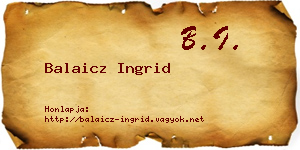 Balaicz Ingrid névjegykártya